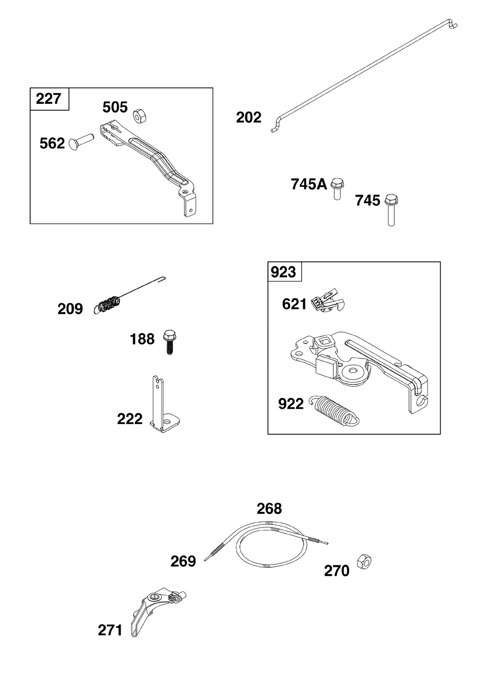 Controls Group Diagram and Parts List for 020000 - 09Z999 Briggs and Stratton Engine
